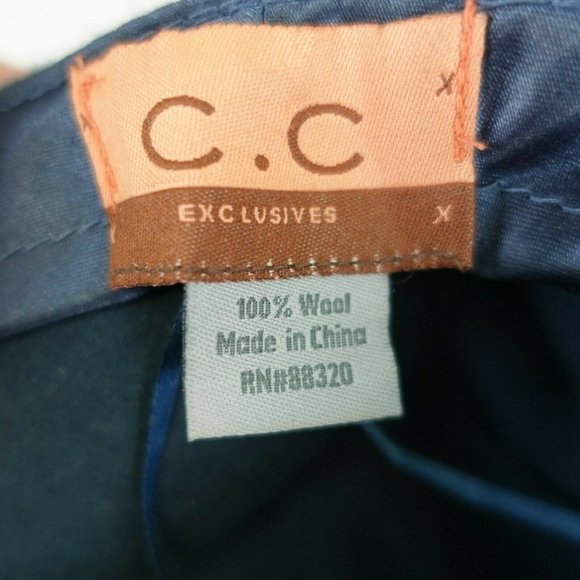 C.C Women's 100% Wool Navy Blue Fedora Hat OS‎ Classic Suede Genuine Felted Fur - Picture 3 of 8